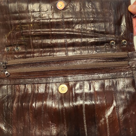 Vintage Espresso Brown Eelskin Clutch - Picture 7 of 16